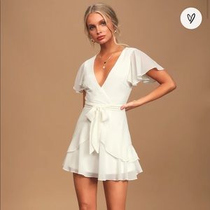 NWT Lulus Sweet Like You White Ruffled Mini Dress